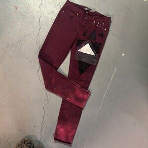 Size 27 Paige Premium Denim Maroon Upcycled Custom